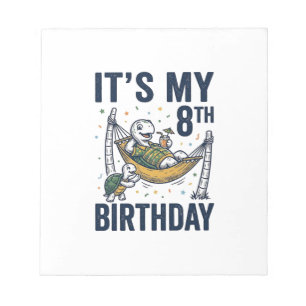 8th Birthday Turtle Hammock Vintage Engraving Desi Notepad