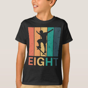 8th Birthday Vintage Gift Boys Kids Skater Skatebo T-Shirt