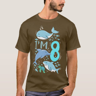 8th Birthday whale dolphin shark T-Shirt