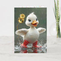 8th Birthday White Duckling In a Rain Puddle