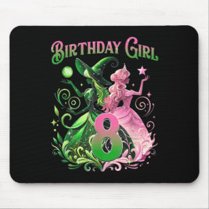 8th Birthday Witch Pink And Green 8 Years Old Birt Mouse Pad