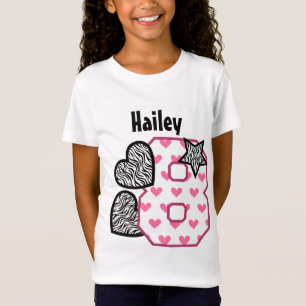 8th Birthday Zebra Hearts Seven Year Old 10G T-Shirt