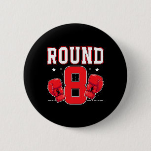 8th Boxing Birthday Party Eight Year Old Boxer Bir 6 Cm Round Badge