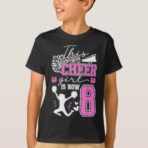 8th Cheer Birthday Party 8 Year Old Cheerleader T-Shirt