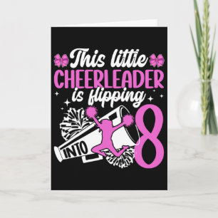 8th Cheer Birthday Party Eight Year Old Cheerleade Card