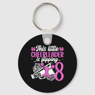 8th Cheer Birthday Party Eight Year Old Cheerleade Key Ring