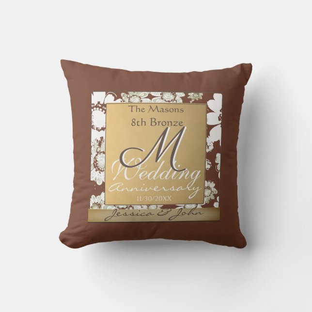 8th Dark Bronze Wedding Anniversary Cushion (Front)