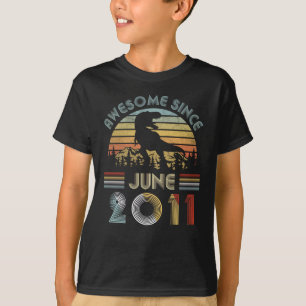 8th Dinosaur Birthday Boy 8 Year Old June 2011 T-Shirt