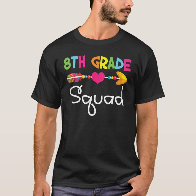 8th Eighth Grade Squad Back To School Teacher Stud T-Shirt (Front)