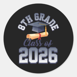 8th Grade Cl Of 2026 Graduation Classic Round Sticker