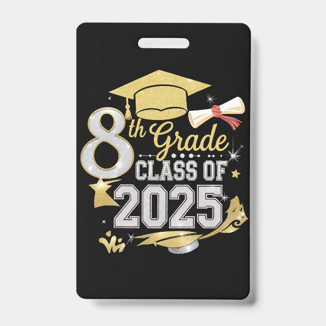 8th Grade Class Of 2025 Graduate Graduation ID Badge (Front)