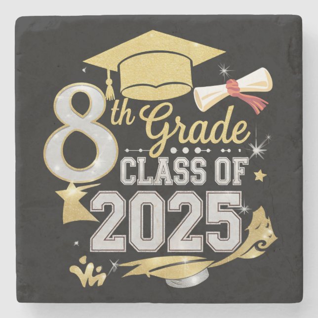 8th Grade Class Of 2025 Graduate Graduation Stone Coaster (Front)