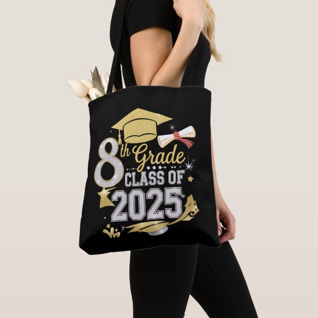 8th Grade Class Of 2025 Graduate Graduation Tote Bag (Close Up)
