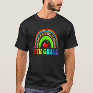 8th Grade Cute Leopard Rainbow  Squad Teacher Kids T-Shirt