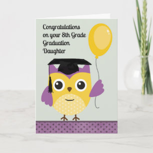 8th Grade Graduation Card for Daughter with Owl