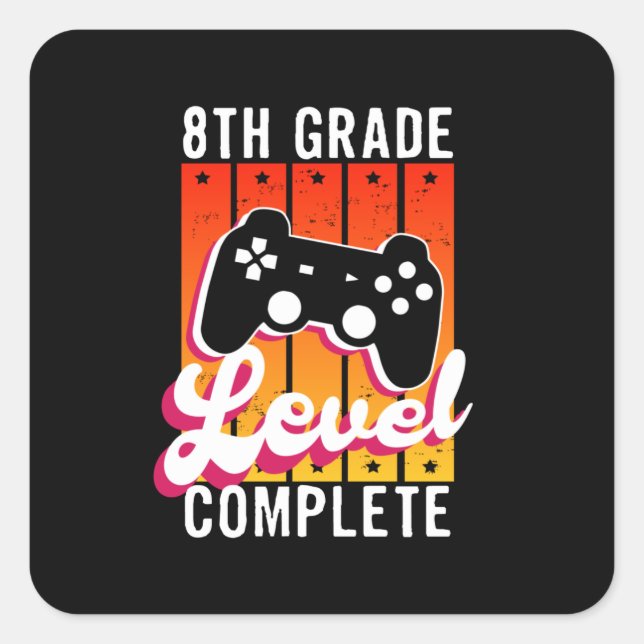 8th Grade Graduation Gamer Graduation Square Sticker (Front)