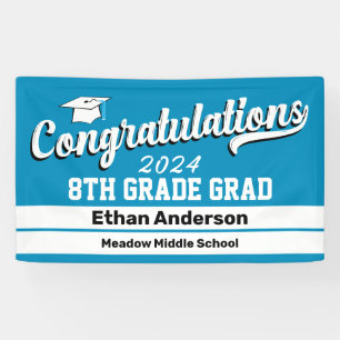 8th Grade Graduation Light Blue and White  Banner