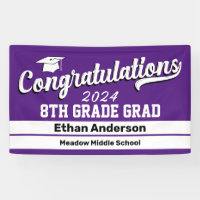 8th Grade Graduation Purple and White Banner