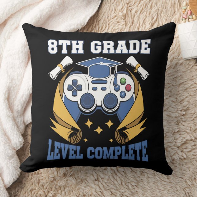 8th Grade Level Complete Gaming Gamer Graduation Cushion (Blanket)