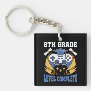 8th Grade Level Complete Gaming Gamer Graduation Key Ring