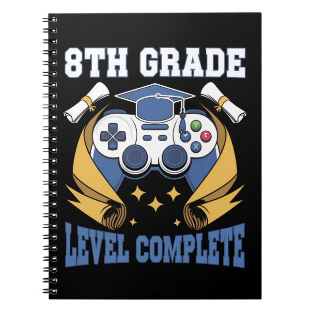 8th Grade Level Complete Gaming Gamer Graduation Notebook (Front)