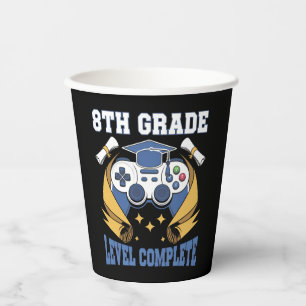8th Grade Level Complete Gaming Gamer Graduation Paper Cups