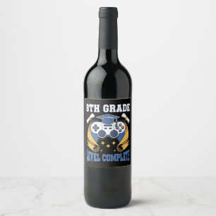 8th Grade Level Complete Gaming Gamer Graduation Wine Label