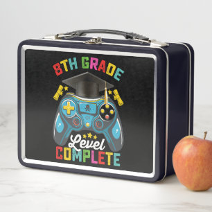 8th Grade Level Complete Graduation Gaming Gamer Metal Lunch Box
