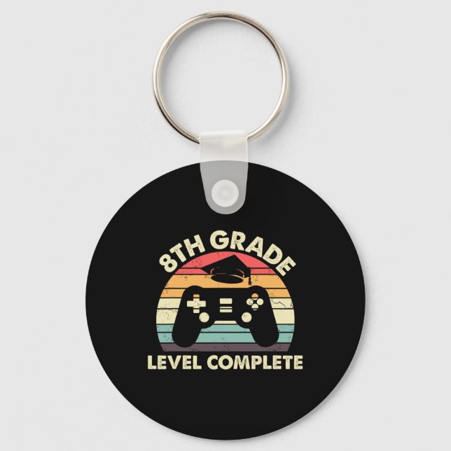 8th Grade Level Complete Graduation Gift For Gamer Key Ring (Front)