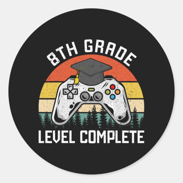 8th Grade Level Complete Last Day Of School Gradua Classic Round Sticker (Front)