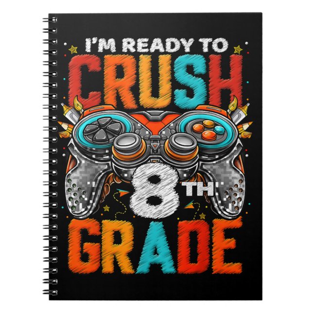 8th Grade Level Unlocked Game On Back To School  Notebook (Front)