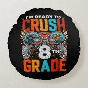 8th Grade Level Unlocked Game On Back To School Round Cushion