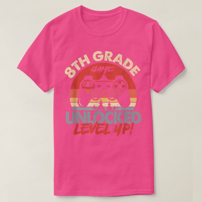 8th Grade Level Unlocked Video Game Back to School T-Shirt (Design Front)