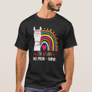 8th Grade No Prob Llama Teacher Rainbow Back To Sc T-Shirt
