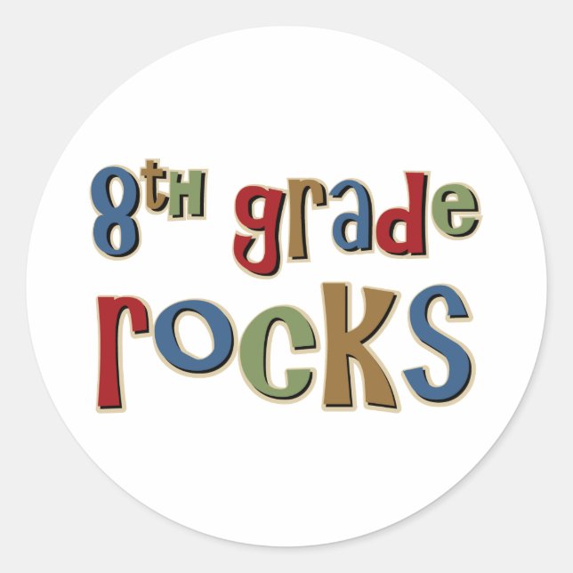 8th Grade Rocks Eighth Classic Round Sticker (Front)