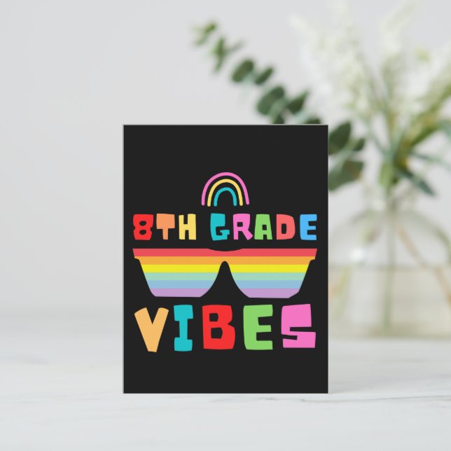 8th Grade Vibes Back To School Teacher & Student Holiday Postcard (Standing Front)