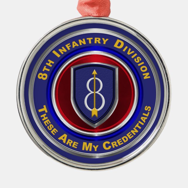 8th Infantry Division Keepsake Christmas  Metal Tree Decoration (Front)