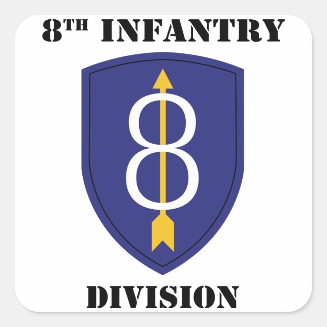 8th infantry Division With Text Square Sticker (Front)