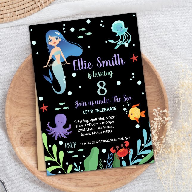 8th Mermaid Birthday Invitations (8th Mermaid Birthday Invitations)