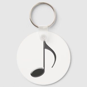 8th Music Note Black Key Ring