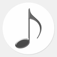 8th Musical Note Black Coloured on White backgroun