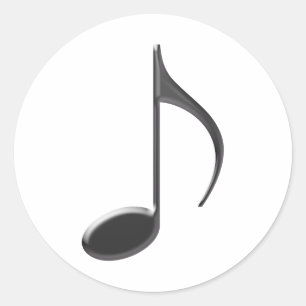 8th Musical Note Black Coloured on White backgroun Classic Round Sticker