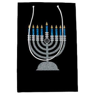 8th Night of Hanukkah Glitter Medium Gift Bag
