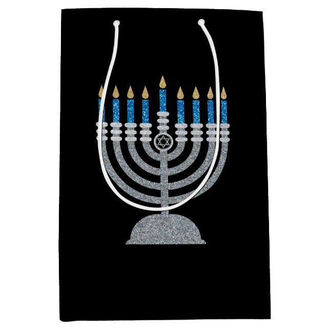 8th Night of Hanukkah Glitter Medium Gift Bag (Front)