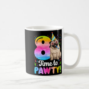 8th pug birthday party eight year old dog birthday coffee mug