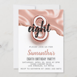 8th Rose Gold Birthday Invitation