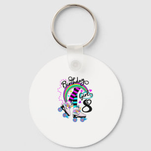 8th Unicorn Roller Skate Birthday Party for Girls  Key Ring