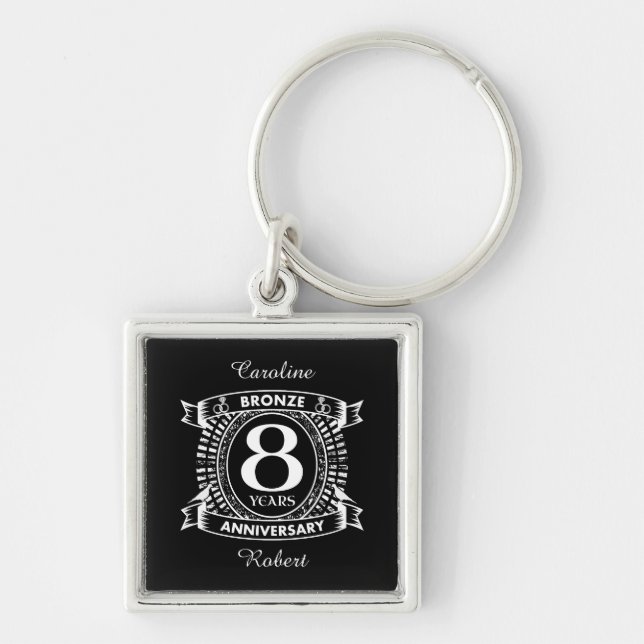 8TH wedding anniversary bronze Key Ring (Front)