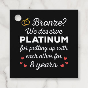 8th Wedding Anniversary I - Bronze Funny Couple Favour Tags