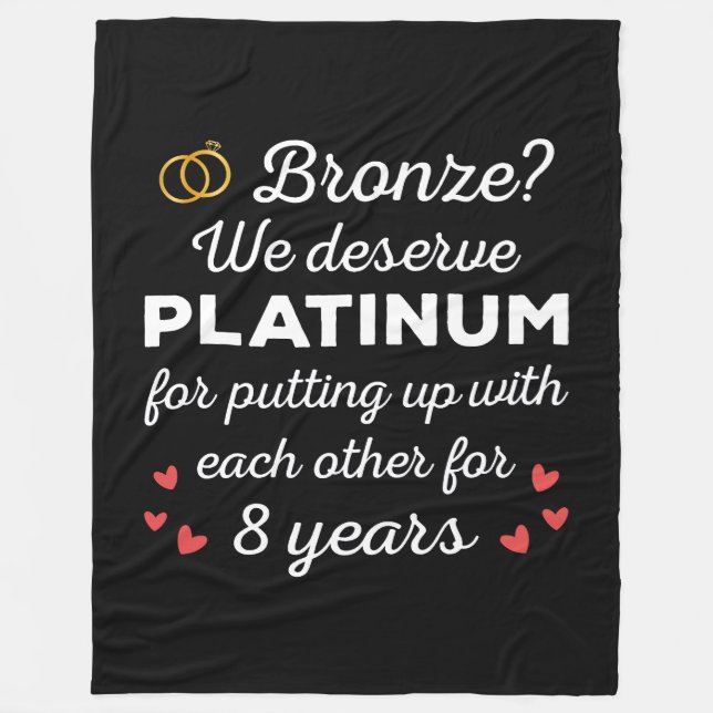8th Wedding Anniversary I - Bronze Funny Couple Fleece Blanket (Front)
